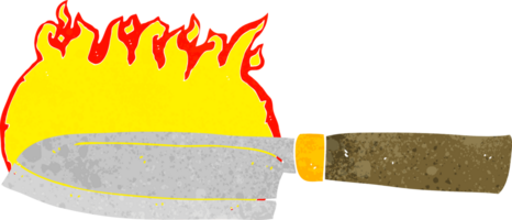 cartoon kitchen knife on fire png