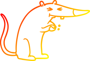 chaud pente ligne dessin de une dessin animé sournois rat png