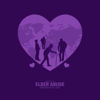 World Elder Abuse Awareness Day is observed each year on June 15 globally. The world voices its opposition to the suffering inflicted on some of our older generations, Its creative unique illustration vector