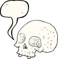 mão desenhado discurso bolha desenho animado velho crânio png