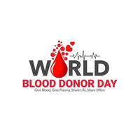 World Blood Donor and Awareness creative unique design. World Blood Donor Day logo, Donation concept heart medical sign. Give blood to save lives, Donor Blood Concept Illustration Background vector