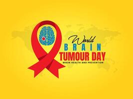 World Brain Tumor Day Creative Unique Illustration, World Brain Tumor Day Concept. The human brain has bad symptoms ribbon care. Raise awareness, Detection, and prevention of brain tumors. vector