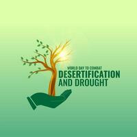 Earth Day or World Environment Day, Combat Desertification and Drought concept. Climate change and global warming theme. Save our Planet, protect green nature. Live and dry tree on globe in hand. vector