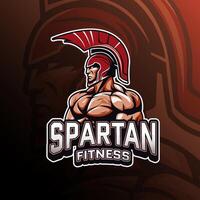 Fitness with muscular spartan mascot logo design for badge, emblem, esport and t-shirt printing vector