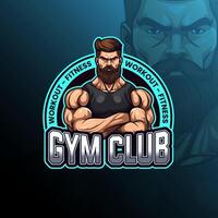 gimnasio club mascota logo diseño para insignia, emblema, deporte y camiseta impresión vector