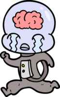 cartoon big brain alien crying running png