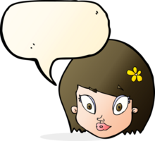 cartoon happy female face with speech bubble png