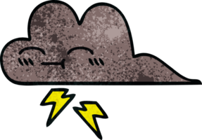retro grunge textur tecknad serie av en storm moln png