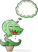 hand drawn thought bubble cartoon monster plant png