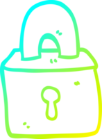 cold gradient line drawing of a cartoon padlock png