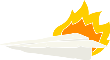 platt Färg stil tecknad serie brinnande papper flygplan png