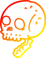 warm gradient line drawing of a cartoon spooky skull png