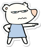 sticker of a cartoon angry bear polar girl pointing png