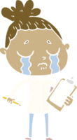 vendedora llorando de dibujos animados de estilo de color plano png