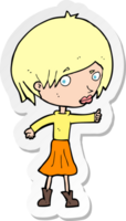 sticker of a cartoon woman raising eyebrow png