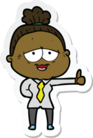 sticker van een cartoon gelukkige oude dame png