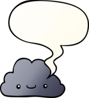 mignonne dessin animé nuage avec discours bulle dans lisse pente style png