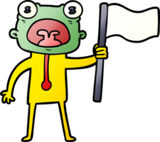 cartoon weird alien with flag png