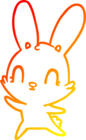 warm gradient line drawing of a cute cartoon rabbit dancing png
