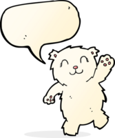 cartoon waving polar bear with speech bubble png