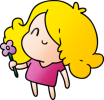 Gradient Karikatur Illustration von ein süß kawaii Mädchen png