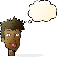 cartoon man sticking out tongue with thought bubble png