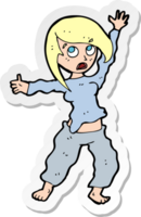 sticker of a cartoon frightened woman png