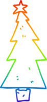 rainbow gradient line drawing of a cartoon christmas tree png