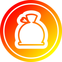 bulging sack circular icon with warm gradient finish png