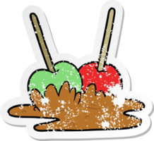 distressed sticker of a cartoon toffee apples png