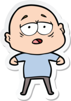 sticker of a cartoon tired bald man png