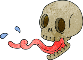 hand drawn quirky cartoon skull with tongue png