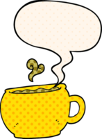 cartone animato caffè tazza con discorso bolla nel comico libro stile png