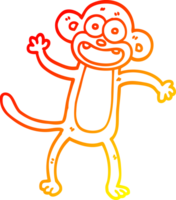 warm gradient line drawing of a cartoon waving monkey png