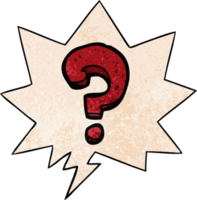 cartoon question mark with speech bubble in retro texture style png
