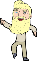 cartone animato uomo con barba ridendo e puntamento png