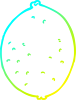 cold gradient line drawing of a cartoon lemon png