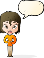 cartoon satisfied woman with speech bubble png