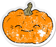 distressed sticker of a cartoon pumpkin png