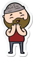 sticker of a cartoon happy bearded man png