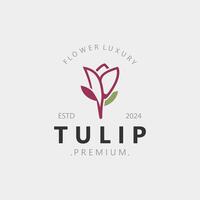 Tulip Flower logo with leaves design, suitable for fashion, beauty spa and boutique emblem business vector