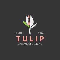 tulipán flor logo con hojas diseño, adecuado para moda, belleza spa y boutique emblema negocio vector