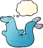 cartoon seal with thought bubble png