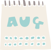 cartoon doodle calendar showing month of august png