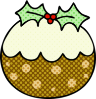 comic book style quirky cartoon christmas pudding png