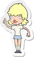 sticker of a cartoon woman with idea png