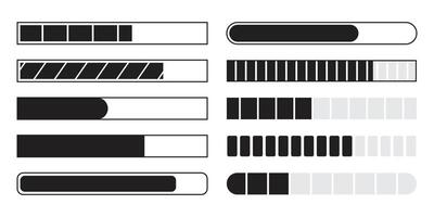 Loading Bar Progress Set Black and White vector