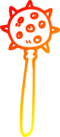 warm gradient line drawing of a cartoon medieval mace png