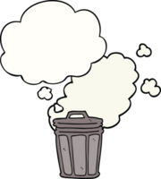 cartoon stinky garbage can with thought bubble png