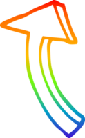 rainbow gradient line drawing of a cartoon pointing arrow png